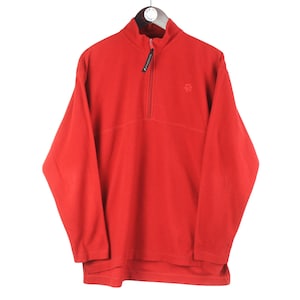 Vintage Jack Wolfskin Fleece Half Zip Size Women&#39;s L Red 90s Sweater Pullover Jumper Winter Outdoor Ski Style