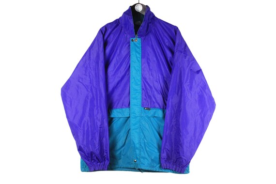 Vintage K-way Jacket Size XL Purple Blue Outdoor Raincoat