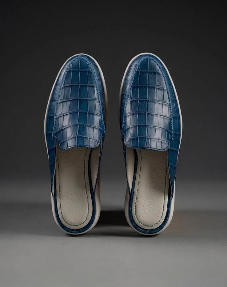 Blue Alligator Mules for Men