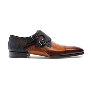 Handmade Brown Leather Double Monk Shoes Mens Dress Shoes
