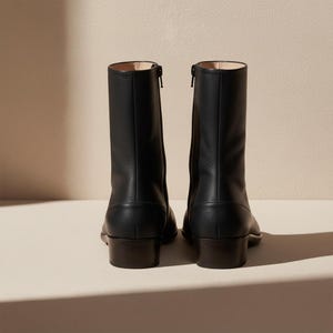 Handmade Black Leather Tabi Boots Men Leather Ankle Boot