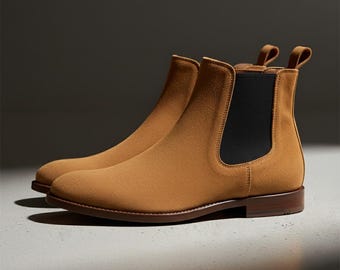 Handmade Tan Suede Chelsea Boots Men's Leather Boots