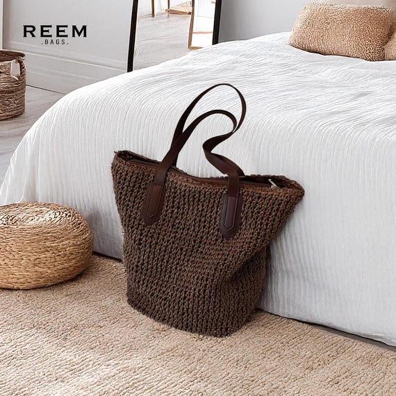 Woven straw hobo purse Coffee handbag retro Bag vintage raffia Woman shoulder bag Straw woven tote Purse straw handmade Vintage summer bag