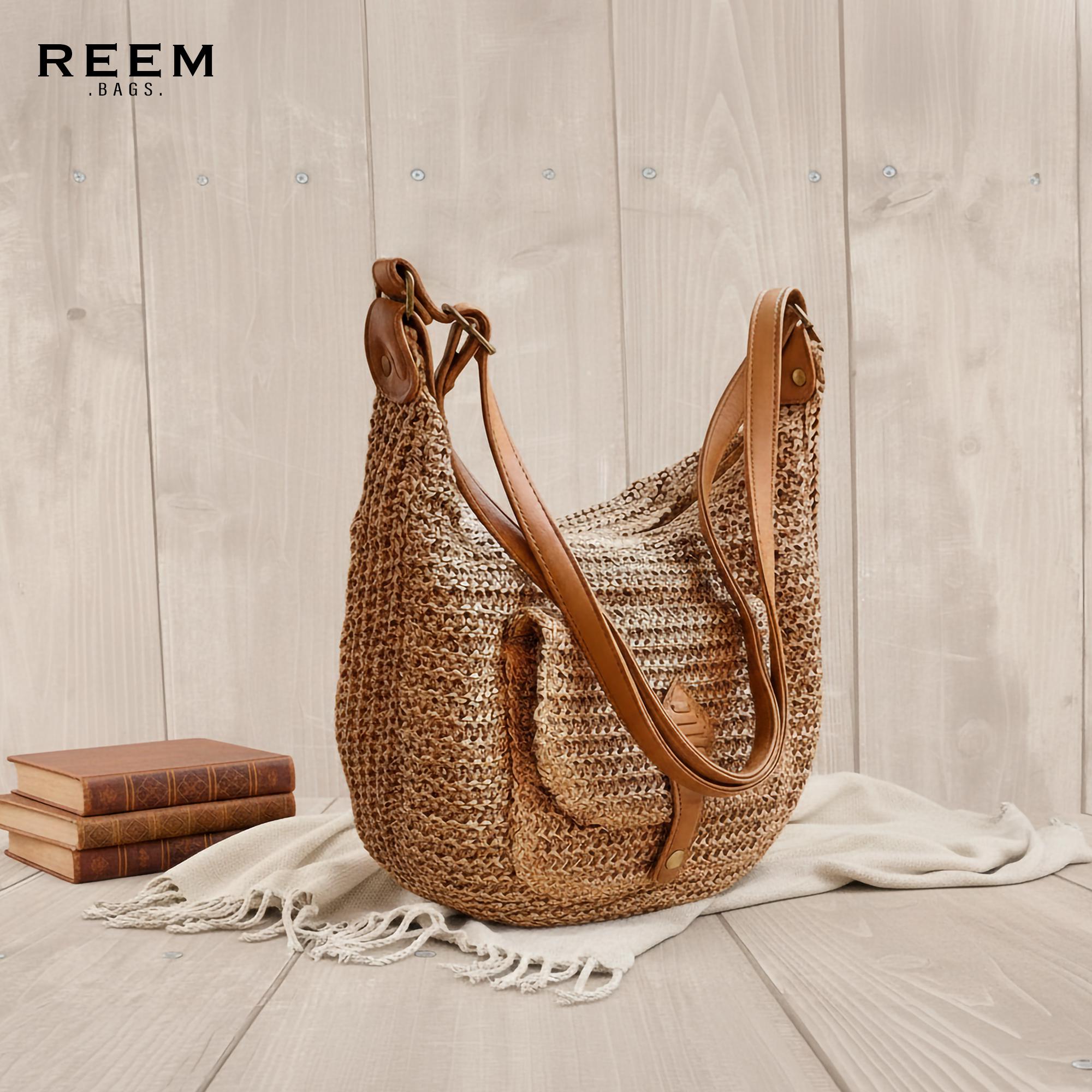 The Sak Womens Boho Chic Drawstring Hand Bag Tropical Fish Brown Sequoia Hobo Bag in Bamboo Static Crochet – The Sak main image 3