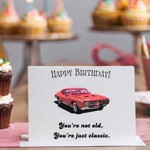 Cartão de aniversário de carro clássico | Para impressão | Download digital
