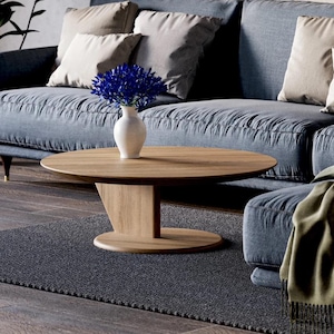 Modern coffee table - Round Coffee Table - Unique coffee table - Wood coffee table - Minimalist oak table - Japandi coffee table