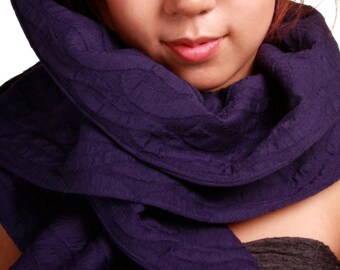 LETAU Signature Drawstring Scarf - Deep Blue / Purple