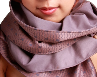 LETAU Signature Drawstring Scarf - Reversible Soft Purple