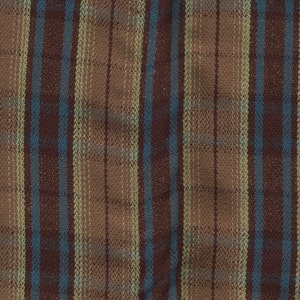 LETAU Signature Drawstring Scarf Brown, Teal & Green Plaid Soft Wool Blend image 2
