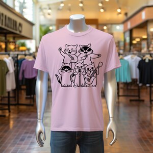 Cat Band T-Shirt, Funny Musician Cats Graphic Tee, Cute Animal Rock Band Shirt, Music Lover Gift, Kawaii Pet Lover Apparel, Concert Tee