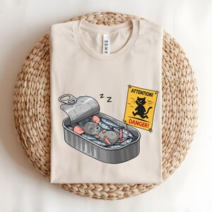 Funny Sleeping Mouse T-Shirt, Attention Danger Cat Tee, Lazy Animal Humor Gift, Pet Owner Apparel, Cartoon T-Shirt, Witty Animal Lover Shirt