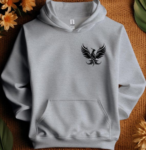 Rising Phoenix Hoodie – Minimalist Bird Design, Unisex Sweatshirt, Symbol of Rebirth & Strength