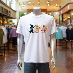 Animal Band T-Shirt, Musician Pets Graphic Tee, Funny Cat Dog Music Lover Gift, Cute Concert Animal Jam Session Shirt, Rock Band Apparel