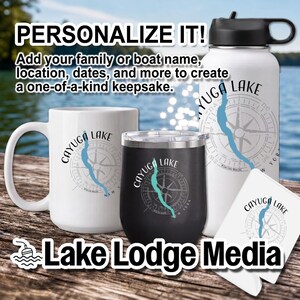 Cayuga Lake New York Drinkware | Water Bottle Coffee Tea Mug or Tumbler | Stemless Wine Drinkware | Insulated Stainless Steel or Ceramic Mug