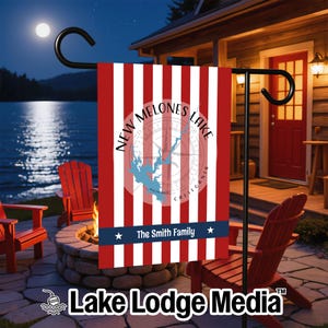 New Melones Lake California House and Garden Flag | Patriotic Flag for Cabin and Lake Home | Personalized Outdoor Welcome Banner