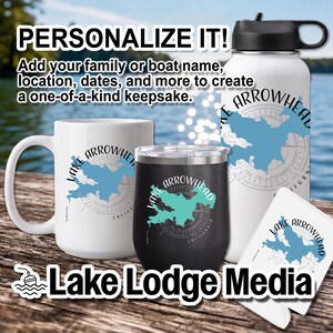 Lake Arrowhead California Map Drinkware | Water Bottle or Coffee Tumbler | Wine Drinkware | Insulated Stainless Steel or Ceramic Mug