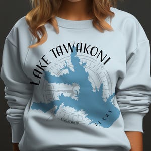Lake Tawakoni Texas Map Comfort Colors Sweatshirt | Family Reunion Bach Crew Boat Captain Shirt | Custom Lake Life Gift