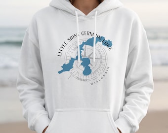 Little Saint Germain Lake Wisconsin Comfort Colors Hoodie | Personalized Lake Map Shirt | Reunion Bach Crew | Fishing Hiking Shirt