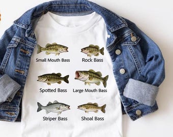 Camiseta infantil o body Gerber con estampado de peces para bebés y niños pequeños / Camiseta o body con estampado de peces para pesca de lubina / Ropa para pequeños pescadores