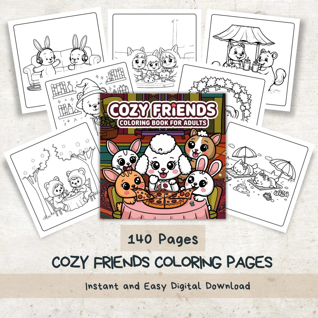 Cozy Friends Coloring Book | 140 Coloring Pages | Friends Coloring ...