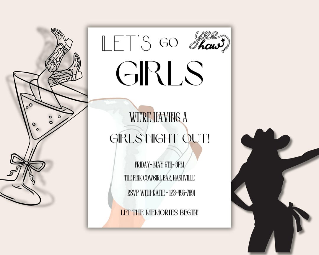 Girls Night Out Invitation: Editable Bachelorette Party Template ...