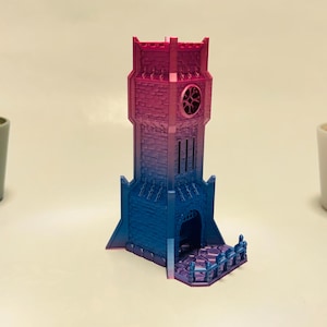Slim dice tower with many details – 3D printed for DnD, TTRPGs & board games, Dice Tower