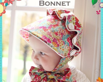 PDF Girl Bonnet Pattern, Classic Vintage Button Style  Josie Mae Bonnet Size Newborn - Size 4