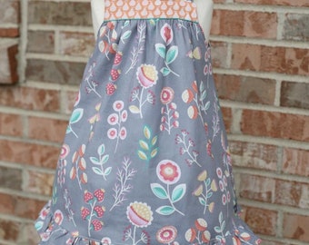 SAMPLE Girls Pear & Floral Dress, Girls Summer Picnic Dress, Girls Ruffle Dress, Handmade Dress, Designer Dress, Size 2/3 - The Cottage Mama