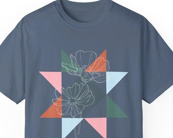 Quilting T-Shirt, Quilting T-Shirt with Flowers, Gift for Sewing and Quilting Lovers