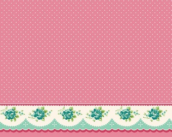 Sewing Quilting Fabric OUT OF PRINT - Prim and Proper Fabric by Lindsay Wilkes from The Cottage Mama - Pink Border Print