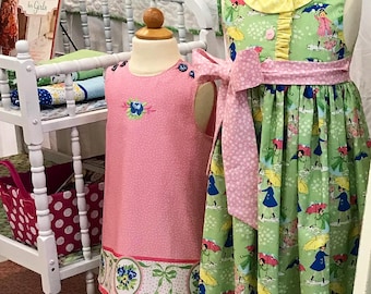 SAMPLE Girls Embroidered A-Line Dress, Girls A-Line Jumper, Girls Floral Dress, Preppy Girls Dress, Vintage Girls, Mae Flowers, Size 4