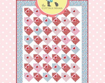 PDF Quilt Pattern, Valentine's Quilting Vintage Design - Sending My Love