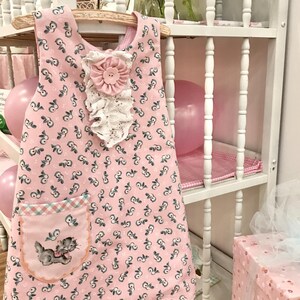 SAMPLE Girls A-Line Dress, Girls Kitty Cat Dress, Girls Ruffle Dress, Preppy Girls Dress, Girls Blue Bird Dress, Vintage Dress Size 4/5