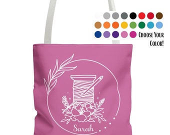 Personalized Quilting and Sewing Tote Bag, Custom Sewing Gift, Personalized Quilting Gift, Sewing Project Bag, Multiple Sizes and Colors