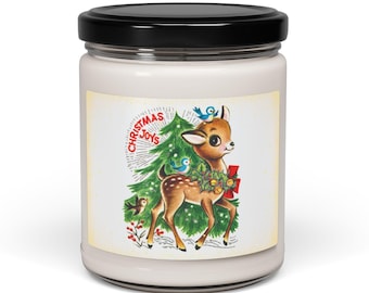 Soy Candle Vintage Christmas Reindeer, Retro Christmas Tree Aromatherapy Candle from The Cottage Mama