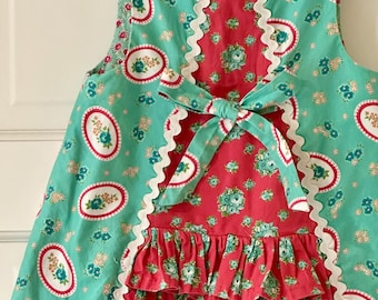 SAMPLE Girls Fall Ruffle A-Line Dress, A-Line Jumper, Girls Ruffle Front Dress, Preppy Girls Dress, Vintage Girls, Prim & Proper, Size 4
