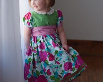 SAMPLE Girls Party Dress, Classic Girls Dress, Girls Pageant Dress, Pageant Casual Outfit, Puff Sleeves, Vintage Dress, Fancy Dress, Size 4