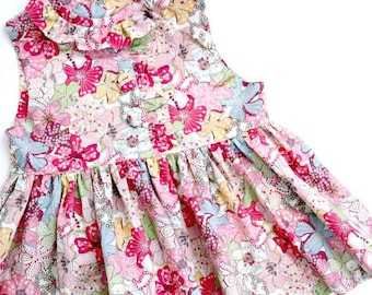 SAMPLE Girls Floral Ruffle Top, Girls Liberty of London Shirt, Girls Ruffle Blouse, Girls Tana Lawn Designer Top, Size 6 - The Cottage Mama