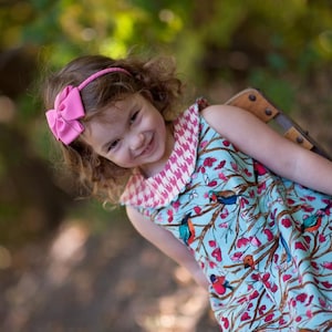 SAMPLE Girls A-Line Dress, Classic Girls Dress, Girls Round Neck Dress, Bird Dress, Ruffle Dress, Vintage Dress, Fancy Dress, Size 4