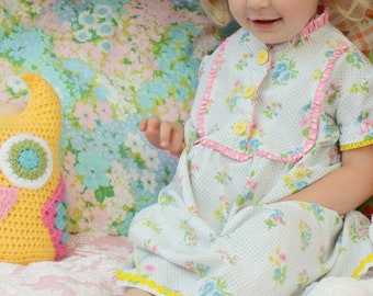 PDF Sewing Pattern - Claire Girls Pajamas - Nightgown, Top, Pants, 18" Doll Pattern, Size 6 Month through 10 Years