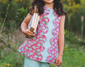 PDF Dress Sewing Pattern for Girls, Scallop Dress Pinafore, Classic Vintage - Janey Jumper