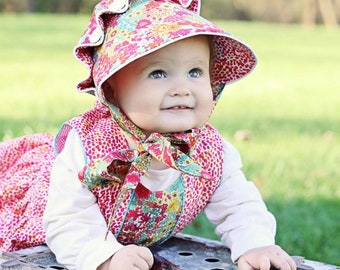 PDF Button Bonnet Sewing Pattern, Josie Mae Bonnet, Southern Style Bonnet, Beaufort Bonnet Pattern, Sewing Pattern for Baby and Toddler