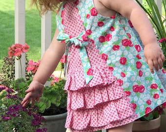 SAMPLE Girls Ruffle A-Line Dress, Girls A-Line Jumper, Girls Ruffle Front Dress, Preppy Girls Dress, Vintage Girls, Dainty Darling Size 4