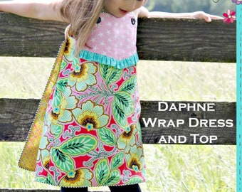 PDF Dress Sewing Pattern for Girls, Classic Vintage Jumper - Daphne Wrap Dress and Top