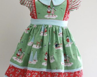 SAMPLE Girls Christmas Dress, Classic Girls Holiday Dress, Girls Pageant Dress, Peter Pan Collar Dress, Vintage Dress, Pageant Casual Size 2