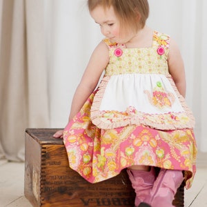 PRINTED PATTERN: Girls Charlotte Apron Dress - Original Printed Sewing Pattern - Size 6 Month through 8 Years