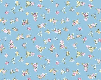 Love Notes Fabric by Lindsay Wilkes, Quilting Fabric, Music Notes, Riley Blake, Vintage Retro Fabric, The Cottage Mama - Floral Blue
