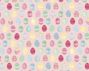 Easter Fabric Sewing Quilting Yardage Easter Eggs Pink - Easter Parade Fabric by Lindsay Wilkes