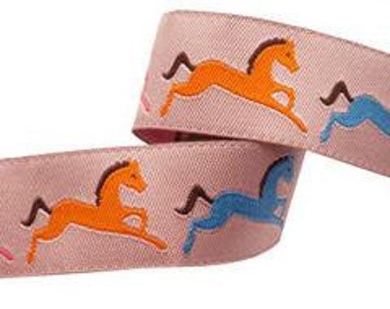 Horses on Peach by Jessica Jones 7/8" Ribbon Trim, 1 Yard by The Cottage Mama