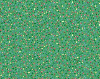 Playtime 1930s Fabric, Reproduction Feedsack Fabric, Quilting Fabric, Riley Blake, Vintage Fabric, The Cottage Mama - Dark Green Flowers